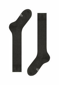 Schwarze Baumwollsocken, einfarbig, mit einer glatten Textur, standardmäßiger Form und gerippten Bündchen. Keine auffälligen Muster oder Akzente.