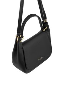 Black textured leather handbag with a top handle, adjustable shoulder strap, gold hardware, and a small gold "RYŁKO" logo on the front.
