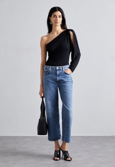 Agolde HARPER CROP - Sirgete säärtega teksad - dark blue