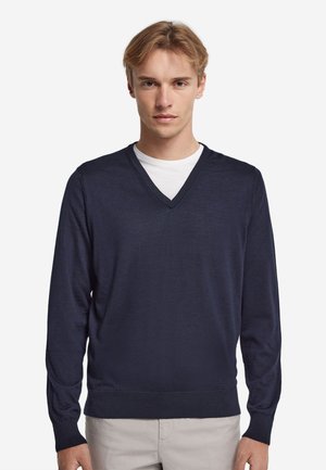 Falconeri, ULTRAFINE V-NECK - Striktrøje - dark blue