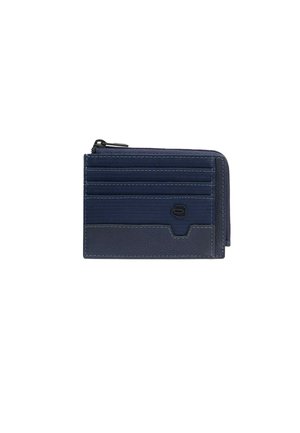 ZIPPED COIN PURSE WITH DOCUMENT HOLDER, CREDIT CARD SLOTS AN - Portemonnee - blu
