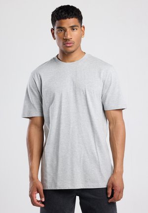 Grijze t-shirt met korte mouwen van zacht katoen, met een klassiek ronde halsontwerp en een relaxed fit, zonder patronen of versieringen.