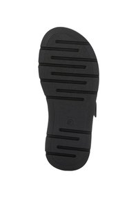 Zwarte rubberen zool met horizontale en verticale groeven. Heeft een ronde neus en een lichte hak. Gemarkeerd met maat 37.