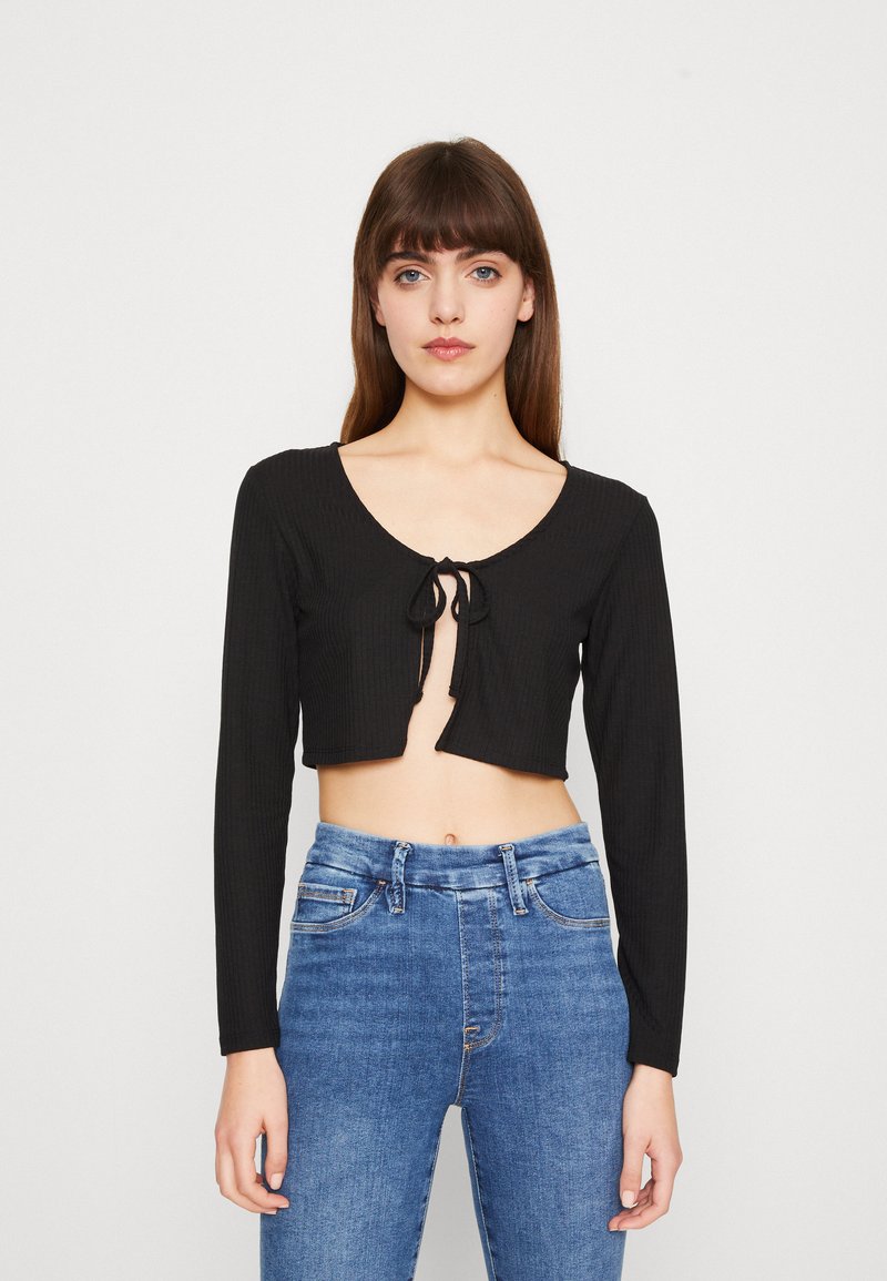 ONLY - ONLELLA SHORT TIE CARDIGAN - Cardigan - black, Extindeți