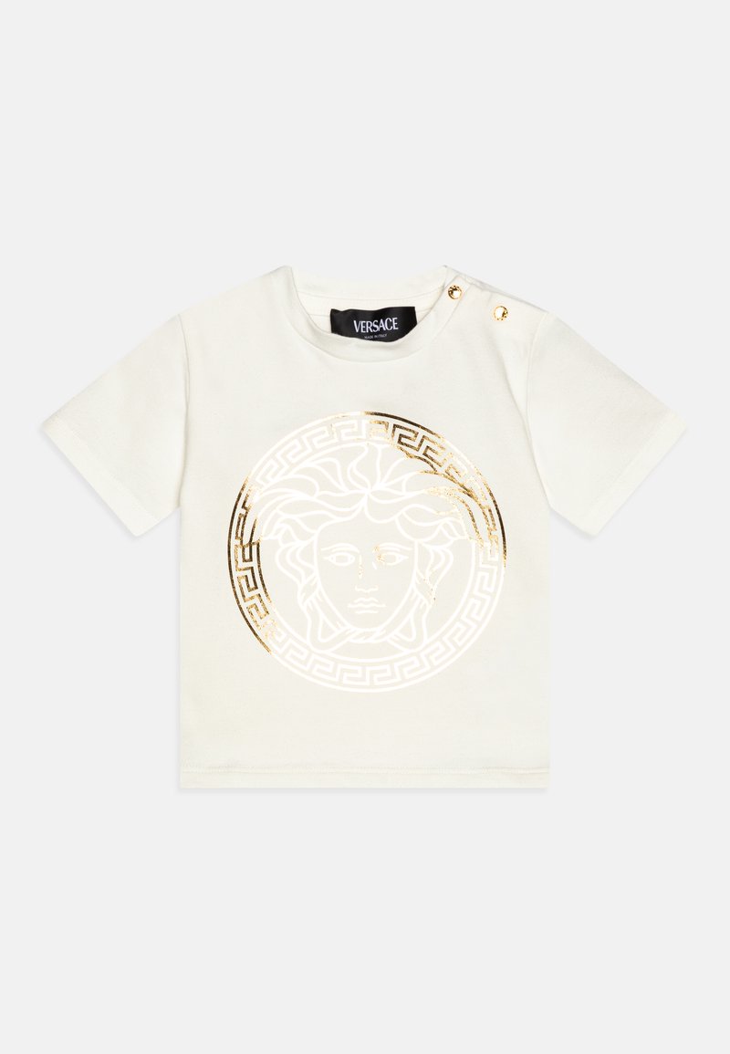 Versace MEDUSA GRECA PRINT UNISEX - Apdrukāts T-krekls - white/gold