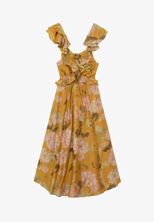Reiss, REGULAR FIT - LUCY FLORAL-PRINT FRILL-TRIM MIDI DRESS . - Hverdagskjole - yellow