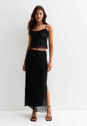 New Look SPLIT HEM - Falda acampanada - black