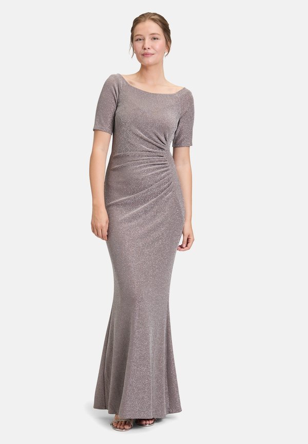 IM GLITZER-LOOK - Jerseykleid - taupe silver