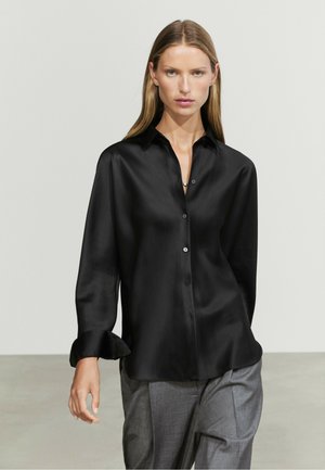 Massimo Dutti, FLOWING SATIN SHIRT - Button-down blouse - black