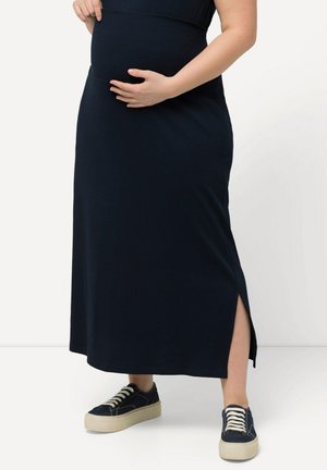 BELLIEVA ELASTIKBUND, SEITENSCHLITZE - Falda larga - navy blue