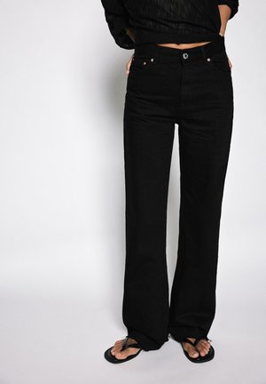 PULL&BEAR, HIGH-WAIST STRAIGHT-LEG JEANS - Wide Leg - black