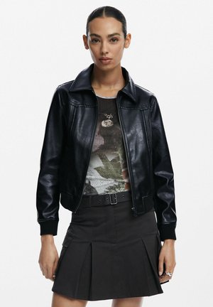 BIKER - Imitatieleren jas - black