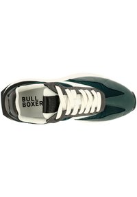 Teal- och grå sneakers med en texturerad ovandel, vita snören och en kontrasterande svart hälflik. Inkluderar logotyp på innersulan och en dämpad sula.