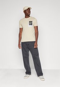 Calvin Klein OVERLAY BOX LOGO - Marškinėliai su spaudiniu - eucalyptus