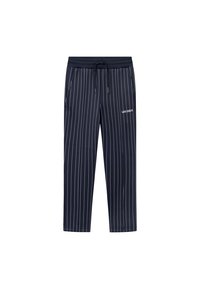 Tengerés pinstripált melegítőnadrág elasztikus derékkal, húzózsinórral és oldalsó zsebekkel; a bal alsó oldalon a "LES DEUX" logó található.