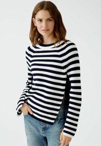 Oui RUBI - Strickpullover - dark blue white