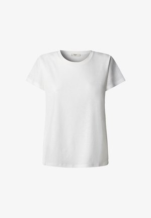 Bijela majica od pamuka s kratkim rukavima, okruglim izrezom i opuštenim krojem, s diskretnim logotipom na lijevoj strani prsa.