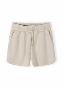 Shorts décontractés beige avec taille élastique, cordon de serrage et poches latérales, conçus pour un confort quotidien.