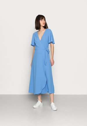 WRAP SOLID DRESS - Vestido informal - blue