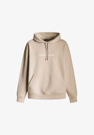 Bež dukserica od mješavine pamuka, s kangaroo džepom, rebrastim manžetama i bijelim logotipom "RED BULL RACING" sprijeda.