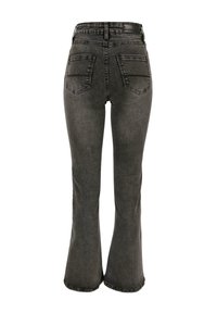 Urban Classics HIGH WAIST - Trapezaste traperice - black heavy acid washed