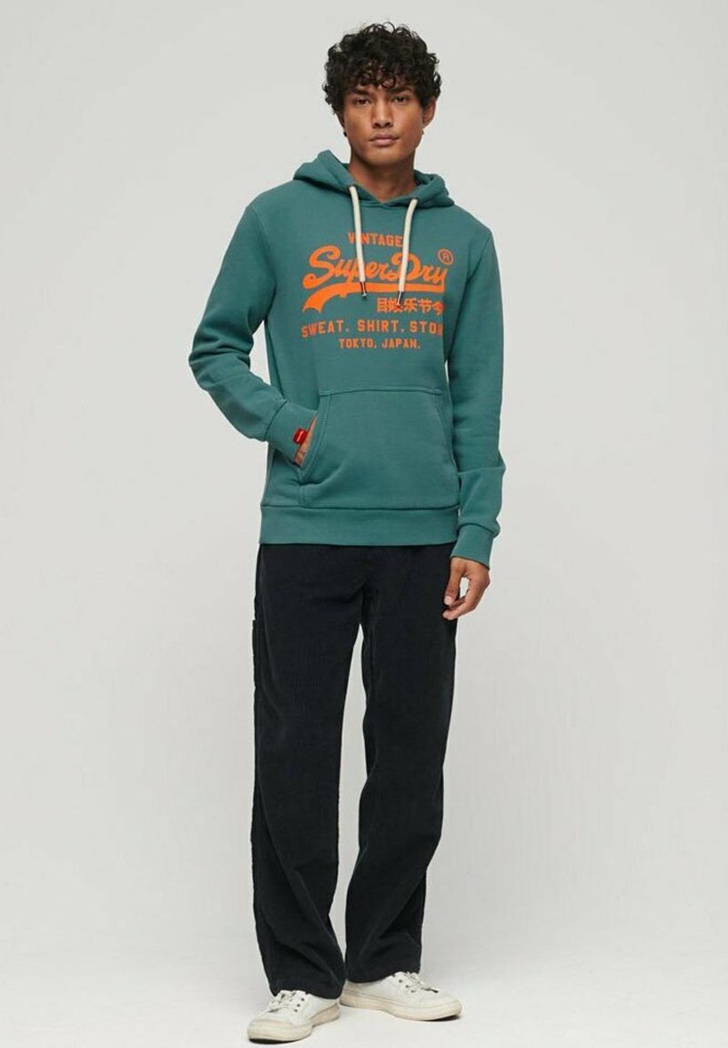 Superdry & Co NEON VINTAGE LOGO - Felpa con cappuccio - hydro blue