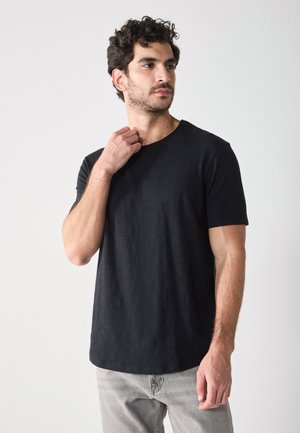 BASIC SLUB CURVED HEM - T-shirt basic - true black