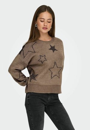 ONLROSIE O NECK GLITTER - Svetr - cocoa créme