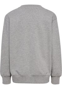 Grå sweatshirt med rund halsudskæring, lange ærmer, ribkant ved ærmerne og en blød tekstur. Ingen synlige logoer eller mønstre. Enkelt design.