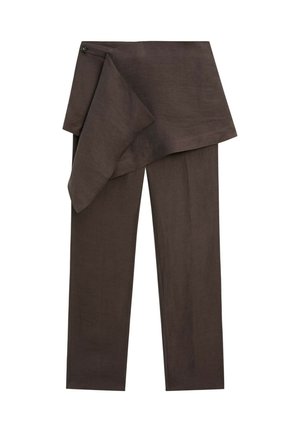 Massimo Dutti, PANTS WITH SKIRT DETAIL AND LINEN - Bukser - dark brown