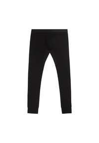 Czarne legginsy sportowe z średnim stanem, wzmocnioną kieszonką i dopasowanymi mankietami. Wykonane z miękkiego, elastycznego materiału dla komfortu.
