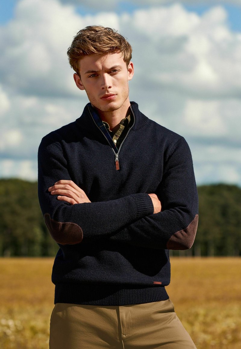 Next ELBOW PATCH ZIP NECK JUMPER Jumper blue Zalando.de