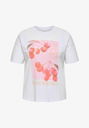 ONLY Carmakoma CARVIVVI - T-shirt med print - bright white