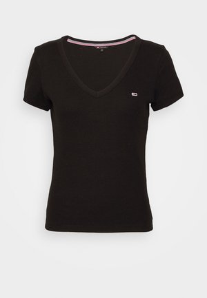 Tommy Jeans SLIM ESSENTIAL - T-shirt imprimé - black