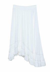 ASYMMETRIC RUFFLED - Jupe trapèze - white