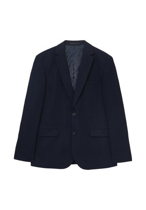 Dunkelblazer aus strukturiertem Stoff, mit einem einreihigen Design, zwei vorderen Taschen und einem Reverskragen. Gefüttert.