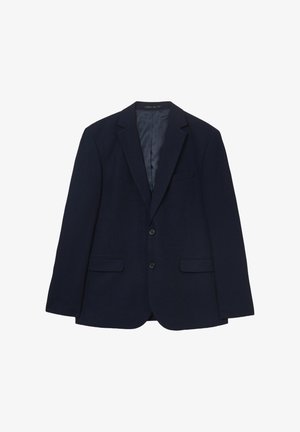 Dunkelblazer aus strukturiertem Stoff, mit einem einreihigen Design, zwei vorderen Taschen und einem Reverskragen. Gefüttert.