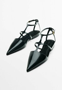 Massimo Dutti Ballerina's met enkelbandjes - black