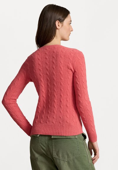 Polo Ralph Lauren CABLE KNIT WOOL CASHMERE V-NECK SWEATER - Pulóver - rosette heather