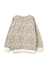 Felpa con stampa leopardata su base crema, dotata di polsini e orlo a coste e colletto rotondo. Tessuto morbido con una vestibilità comoda.