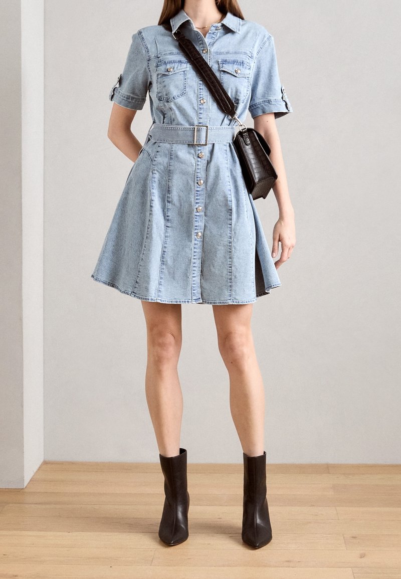 morgan denim dress Morgan Denim Midi Dress  Amaroso Boutique