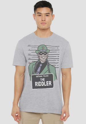 Cotton Soul, BATMAN THE RIDDLER MUGSHOT - Print T-shirt - mottled light grey