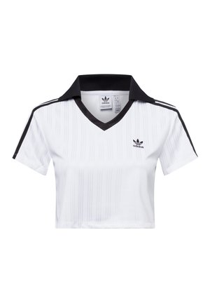 CROP - Polo shirt - weiß schwarz