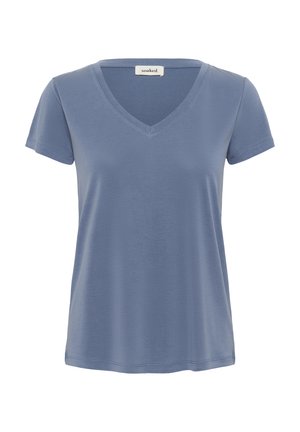 Soaked in Luxury COLUMBINE V-NECK - T-Shirt basic - bijou blue