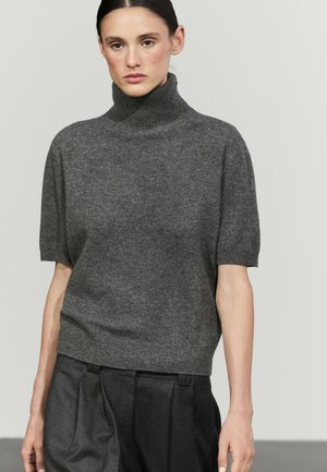 Massimo Dutti, SHORT SLEEVE TURTLENECK KNIT SWEATER - Basic T-shirt - mottled grey