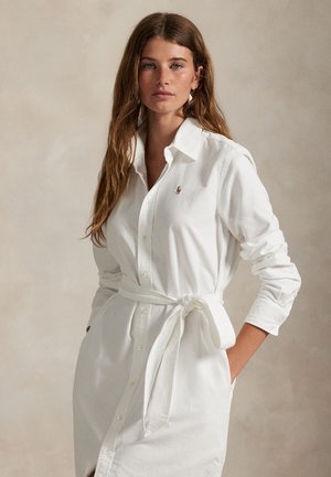 Polo Ralph Lauren, BELTED COTTON OXFORD SHIRTDRESS - Риза-рокля - white