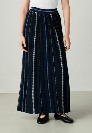 REGULAR FIT - EMBROIDERED DETAIL MIDI  - Gonna lunga - blue navy