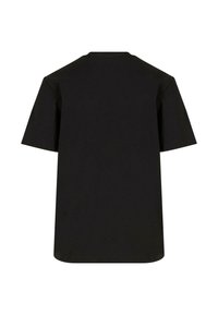 Zwarte T-shirt met korte mouwen van katoen. Relaxte pasvorm met een klassieke ronde hals en nette stiksels. Geen grafische elementen of extra details.