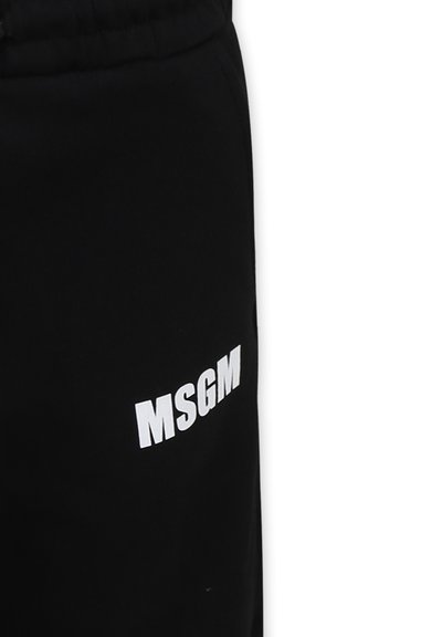 Zwarte joggingbroek met een zachte textuur, voorzien van een wit "MSGM"-logo op het linkerpijp. Elastische tailleband voor comfort.