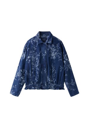 Stradivarius, FLORAL JACQUARD JACKET - Veste en jean - mottled dark blue